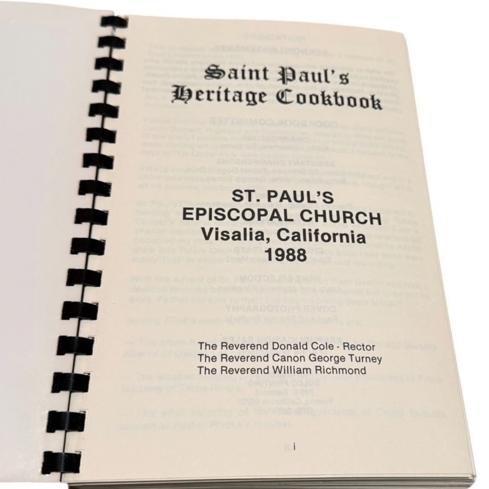 Vintage 1988 Saint Paul's Heritage Cookbook Visalia California Episcopal Church